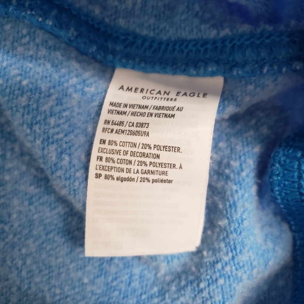American Eagle Sweatshirt Womens Small Blue Chenille Logo Pullover‎ Crewneck - Picture 5 of 7